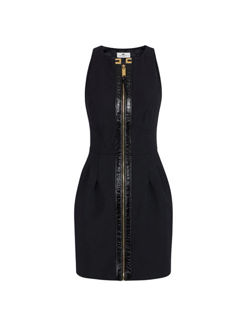 Abito doppio crepe con dettagli craquele' Nero Elisabetta Franchi | AB80656E2110